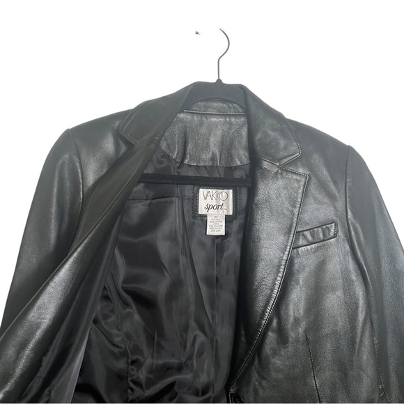 Vakko Sport Black 100% Leather Blazer Jacket XS - Picture 7 of 12